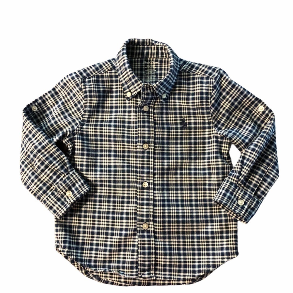 RALPH LAUREN - BOYS 24 MONTHS BLUE PLAID SHIRT